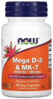 NOW Mega D3 & MK-7 5000iu 180mg 60 вег. капс.