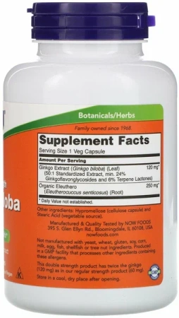 NOW Ginkgo Biloba 120 mg 50 vegcaps