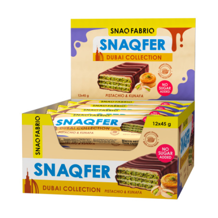 SNAQ FABRIQ Батончик вафельный .45гр. фисташковая паста,хрустящим тестом