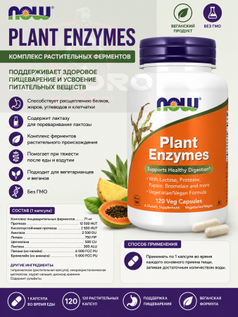 NOW Plant Enzymes 120 vegcaps