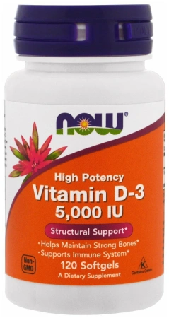 NOW Vitamin D3 5000 IU 120 softgels