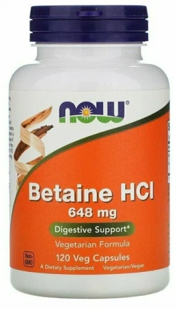 NOW Betaine HCL 648 mg 120 vegcaps