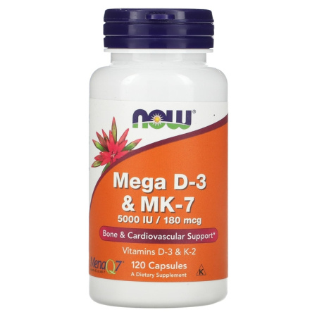 NOW Mega D-3 & MK-7 5000IU/180 mcg 120 vegcaps