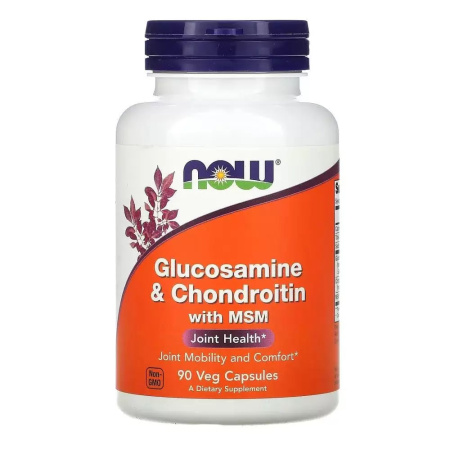 NOW Glucosamine & Chondroitin with MSM, 90 раст капсул.
