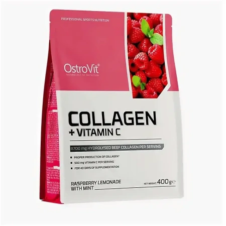 Ostrovit, Collagen+Vitamin C, 400г, Малиновый лимонад	