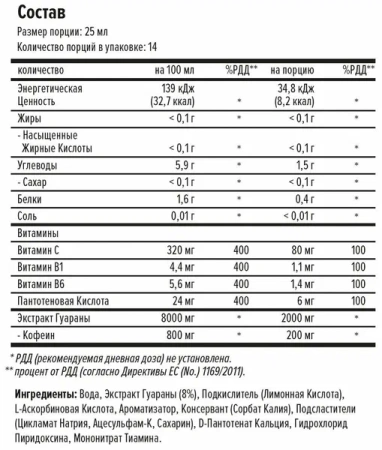 Maxler Guarana 2000 25 ml Малина.