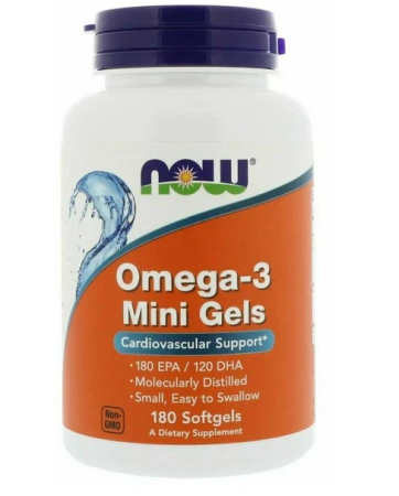 NOW Omega-3 mini gels 180 гелькапсул