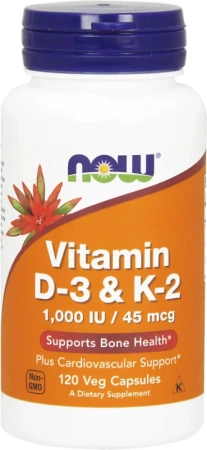 NOW Витамин D-3 1000IU K2 45mcg 120 раст.капс