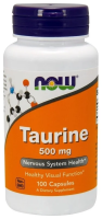 NOW Taurine 500 мг. 100 растительных капсул