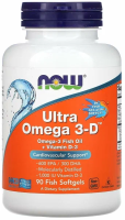 NOW Ultra Omega 3-D 90гел.Капс.