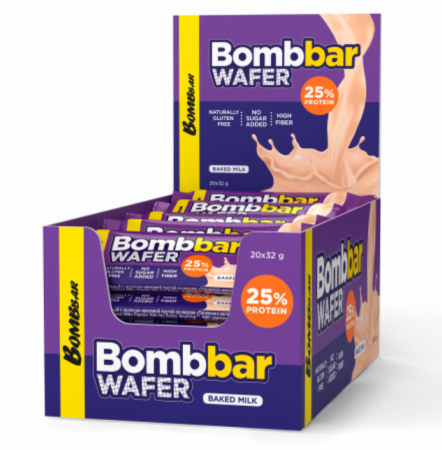 BOMBBAR Батончик вафельный. 32гр. Топленое молоко.